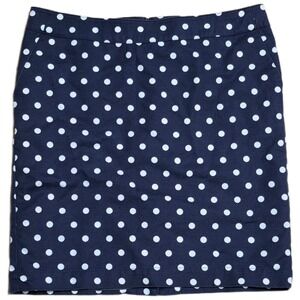 Merona Pencil Skirt Women's Size 16 Navy White Polka‎ Dot Stretch Cotton Blend